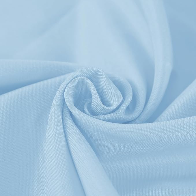 Fokitut 6 Pack Round Tablecloth, 132 Inch, Stain Resistant and Wrinkle Polyester Table Cloth, Fabric Table Cover for Kitchen Dining, Wedding, Party, Holiday Dinner-Blue Mist