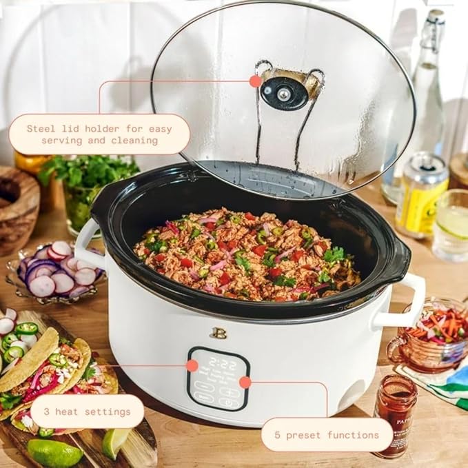 Beautiful 6?‘Quart Programmable Slow Cooker with 5 Presets, Keep?‘Warm, Touch Display & Dishwasher?‘Safe Pot