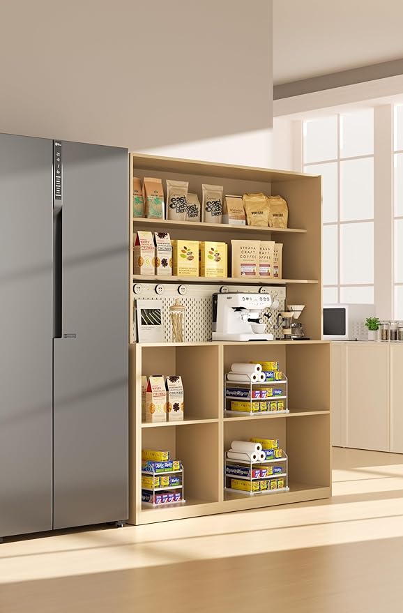 EVERIE Extendable 3-Tier Holder for Heavy Items, Jars, Bottles, Cans, Plastic Bags, Wrap, Foil, Snack and Box for Kitchen,Counter, Cabinets, 11'' to 16.7'' Wide (11??- 16.7??Wide, Piece, 2)