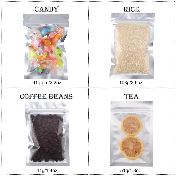 Blulu 100 Pieces Resealable Foil Proof Bags Scent Proof Flat Pouch Clear Smell Sealable Packing Bags Iridescent for Food Storage Snack Jewelry(4 x 6 Inch,Blue)