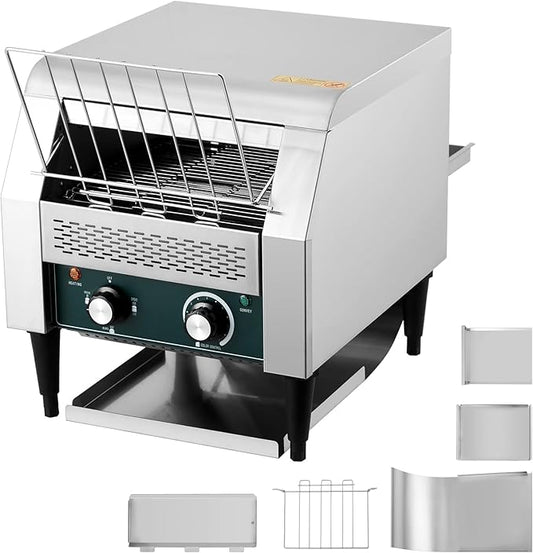 GarveeHome Commercial Conveyor Toaster, 150 Slices/H, 1300W 110v, 7 Temperature Settings, Commercial Toasters for Restaurant/Home, With Timer, for Bun Bagel Bread