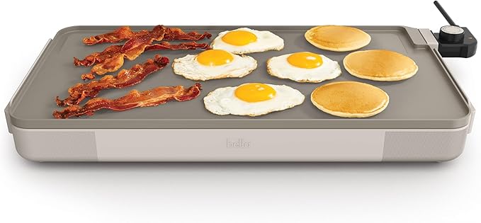 bella 12" x 22" Electric Griddle with EverGood??Ceramic Nonstick Coating, Removable Temperature Probe, Dishwasher-Safe Drip Tray & Cool Touch Handles, Cook up to 15 Eggs, 1500 Watt, Oatmilk