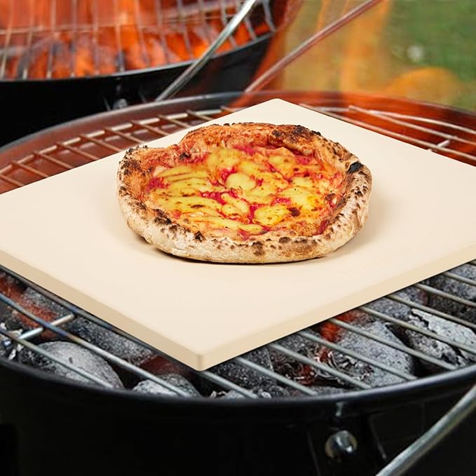 ROCKSHEAT Professional Pizza Stone for Oven ??13.8x17.7 Inch Cordierite Baking Stone Board, Grill & BBQ Safe, Heavy Duty for Perfect Crust (35x45cm)