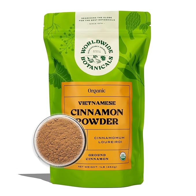 Worldwide Botanicals Organic Vietnamese Cinnamon Powder, 1 Pound - Premium Ground Cinnamon Spice - 100% Pure | Sustainably Harvested in Wild Forests | Kosher