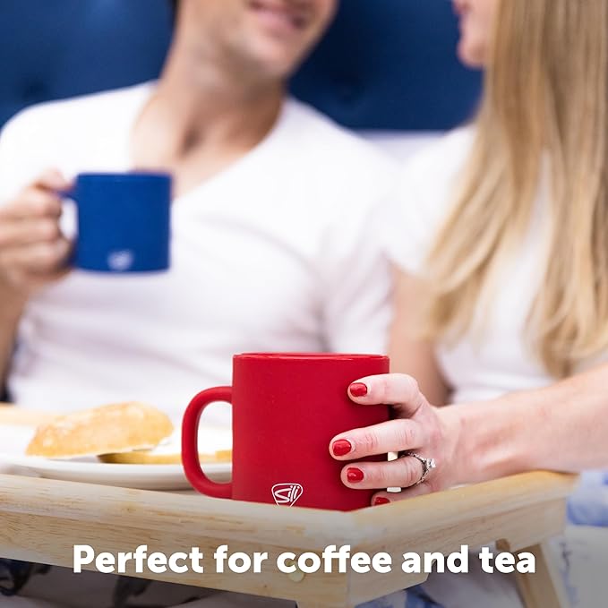 Silipint 16oz Silicone Coffee Mug Tumbler with Flip Lid ??Unbreakable Dishwasher Safe Microwave Oven & Freezer Compatible ??Non-Toxic Reusable Cup for Hot Coffee Tea or Cold Drinks (Classic Red)