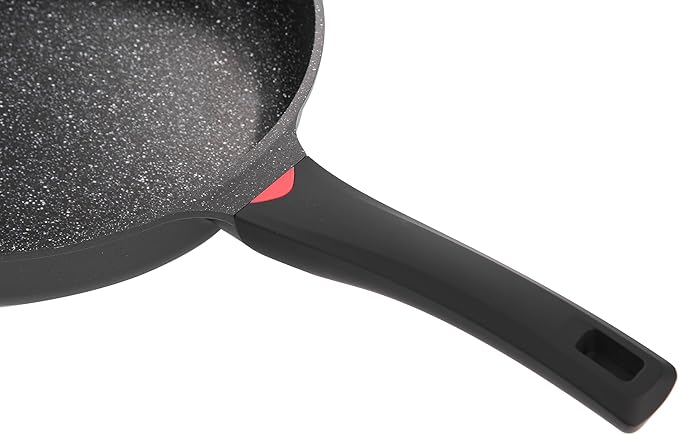9.5 Inch Non Stick Frying Pan Granite Coated with Pour Spout - 1.9 Quart Skillets & Frying Pans with Comfort Stay Cool Grip Handle - Induction Compatible- Non Toxic PFOA Free Cookware (Black)