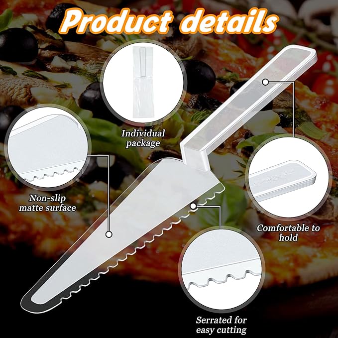 Suclain Disposable Cake Cutter 9.1 Inch Plastic Cake Server Cutting Plastic Spatula Knives Pie Pizza Pastry Slicer Serving Utensils for Kitchen Wedding(Clear,200 Pieces)