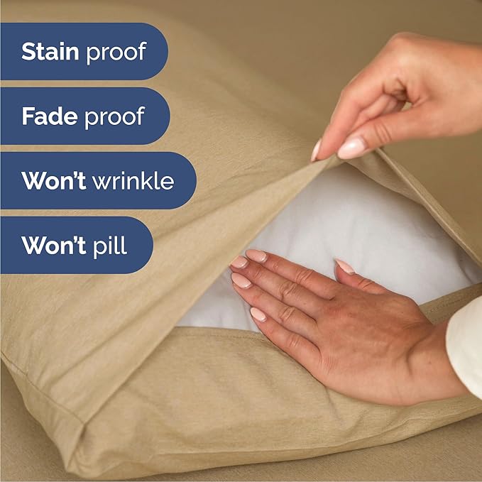 Queen 6 Piece Sheet Set - Cooling & Breathable Bed Sheets - Hotel Luxury Bed Sheets for Women, Men, Kids & Teens - Bedding w/Deep Pockets & Easy Fit - Soft & Wrinkle Free - Queen Heathered Tan Sheets