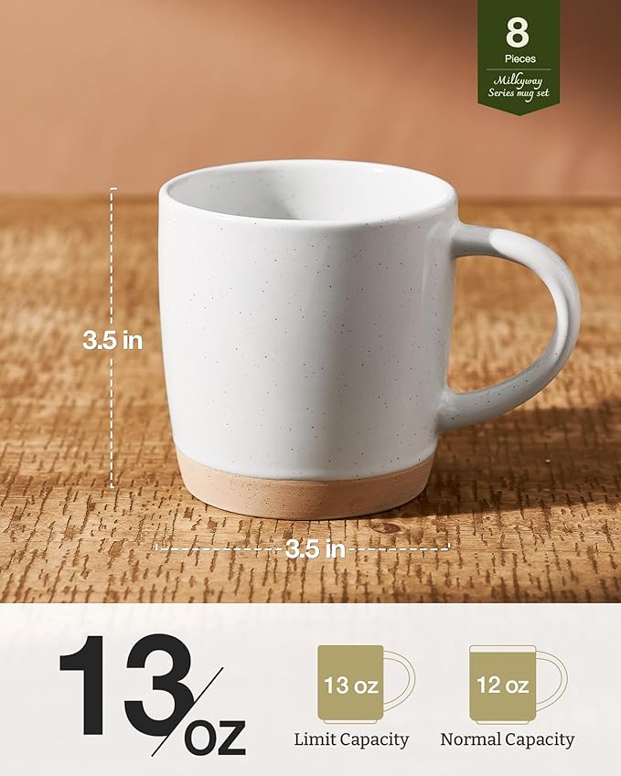 famiware Coffee Mugs for 8, 13 oz Mug Set, Dringking Cup with Handle for Coffee, Tea, Cocoa, Milk, Milkyway Serise, Multi-color
