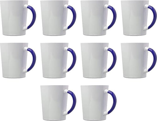DISCOUNT PROMOS Ceramic Latte Coffee Mugs by Albany 13 oz. Set of 10, Bulk Pack - Perfect for Coffee, Tea, Espresso, Hot Cocoa, Other Beverages - Cobalt Blue