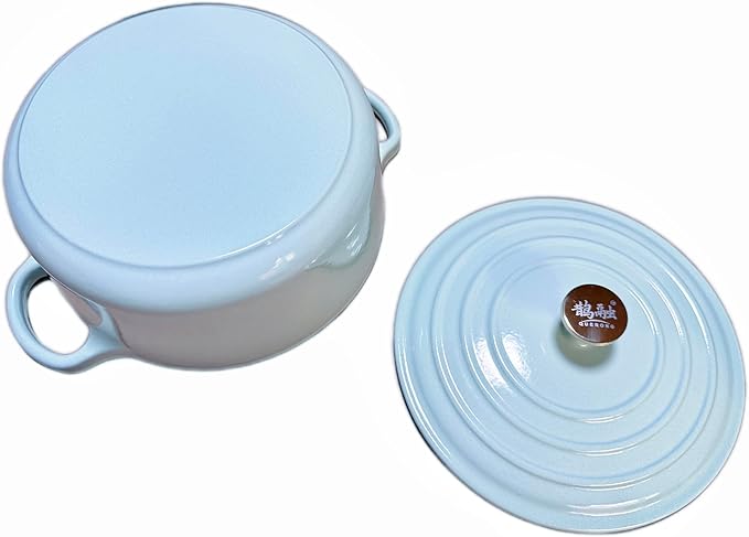 4QT Enamel Dutch-oven with Lid Dual Handles Casting Cookware Cast Iron Cooking Pot for Kitchen Blue