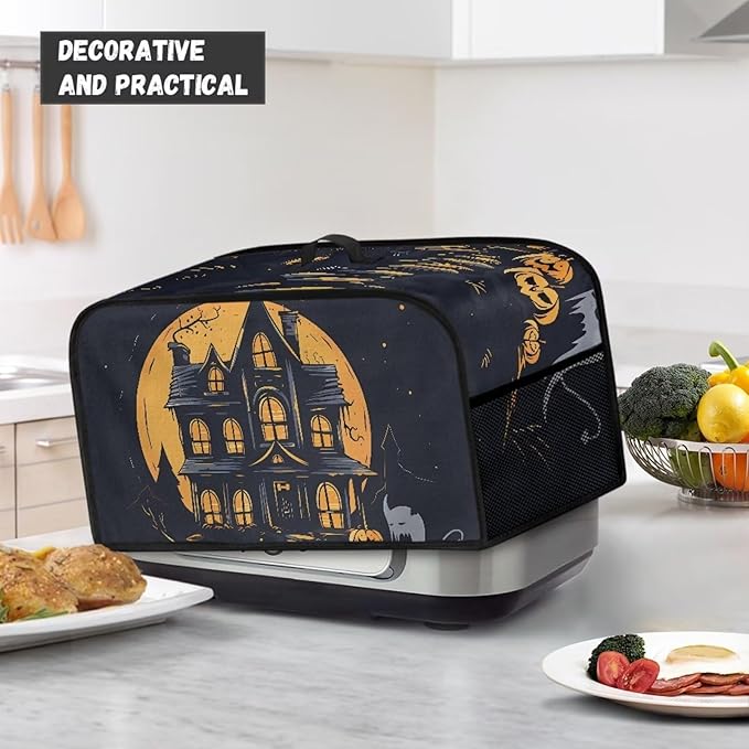 Halloween Decor Slow Cooker Dust Cover 6+ Quart Appliance Covers Water Proof Oval Stain Resistant with Pocket and Handles