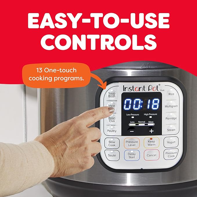 Instant Pot Duo 7-in-1 Electric Pressure Cooker, Slow Cooker, Rice Cooker, Steamer, Saut챕, Yogurt Maker, Warmer & Sterilizer, Includes App With Over 800 Recipes, Stainless Steel, 8 Quart