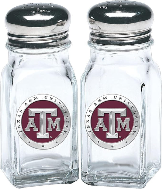 Heritage Pewter Texas A&M Salt and Pepper Shaker Set of 2 Bottles | Expertly Crafted Pewter Glass