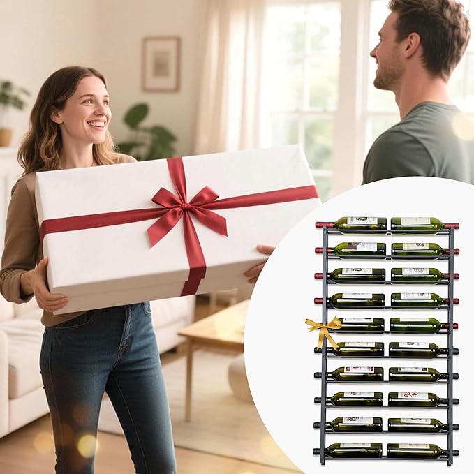 Wine Rack Wall Mounted: 20 Bottles Display Hanging - Large Capacity Wine Storage for Wine Lovers, Bar Operators as Wine Cellar/Bar/Restaurant/Hotel Lobby Display