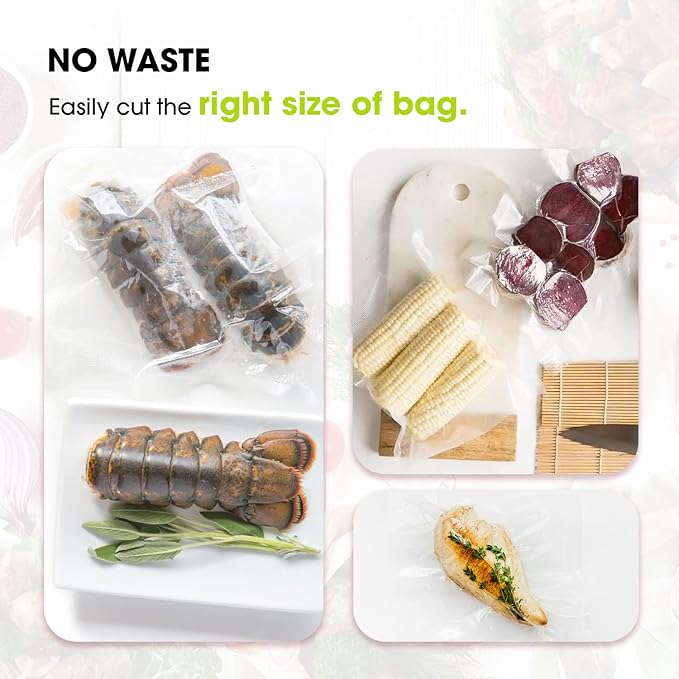 6" x 150' Vacuum Sealer Bags for Food Saver, with Cutter Dispenser, Commercial Grade Vacuum Sealer Rolls for Custom Sizing, BPA-Free, Ideal for Sous Vide Cooking, Meal Prep and Storage