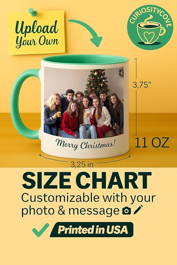 Personalized Coffee Mug | Custom Photo, Text, or Logo Cup (11oz, Mint Green Rim, Inner, and Handle) |Dishwasher & Microwave Safe |Unique Gift for Men & Women ?밫aza Personalizada