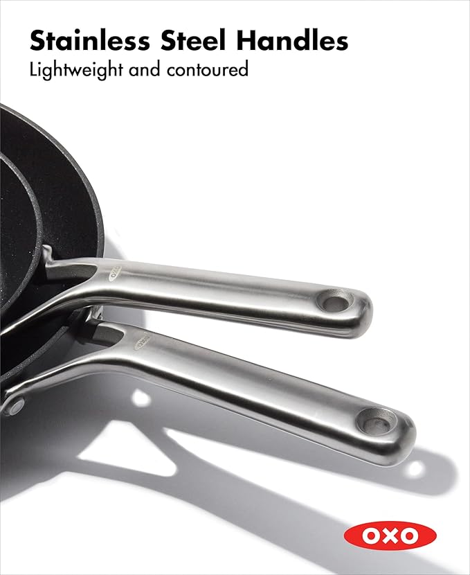 OXO Professional 10 Piece Cookware Pots and Pans Set, Hard Anodized Ceramic Nonstick PFAS-Free,Stainless Steel Handles,Induction,Skillets,Saute,Diamond Reinforced Coating,Dishwasher & Oven Safe,Black