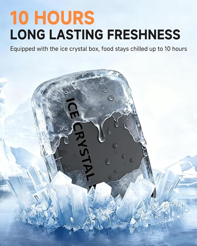 GEARGO ?윇?윃?윇?윍 ?릶?맗?맆?맜?릾?맃?맄?맃 Cordless Electric Lunch Box, 1.6L & 24000mAh Rechargeable Heated Lunch Box with Ice Crystal Box, 24 Hours Scheduled Self Heating Lunchbox For Work Men Women(Blue)