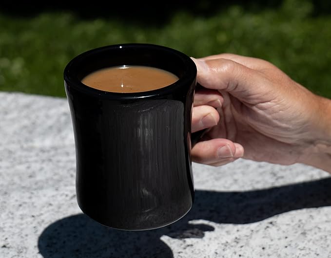 Culver 10-Ounce Ceramic Retro Diner Style Heavyweight Restaurant Mug, Two-finger C-handle (Black, 1)