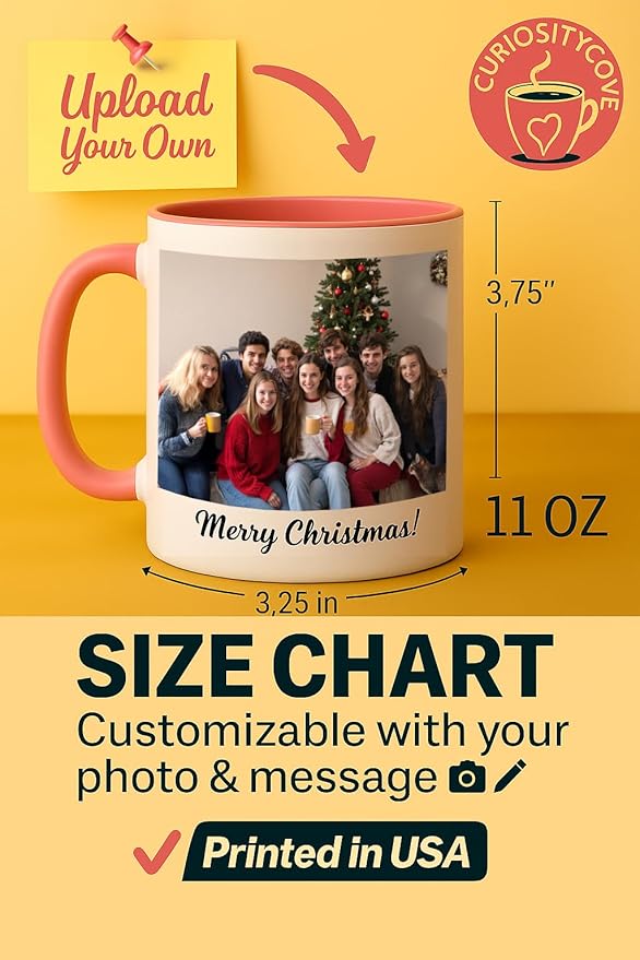 Personalized Coffee Mug | Custom Photo, Text, or Logo Cup (11oz, Pink Rim, Inner, and Handle) |Dishwasher & Microwave Safe |Unique Gift for Men & Women ?밫aza Personalizada