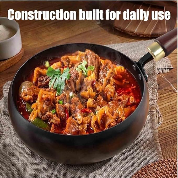 Jinswhdre Cast Iron Skillet, Uncoating Cast Iron Pot, Multi-purpose Frying Wok, Hand-Forged Non-stick Pans Without Coating, High Purity Frying Pans For Cooking