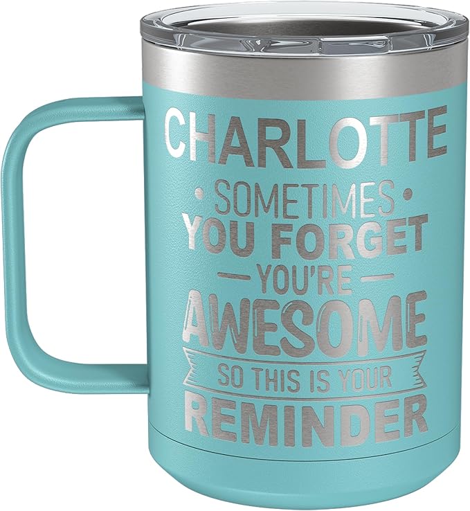 Personalized Inspirational Travel Coffee Mug, Inspirational Gifts for Men Dad Wife Sister Women, Custom Birthday For Him Her, Customized You?셱e Awesome Tumbler, Teacher Coworker Gifts 15oz Teal