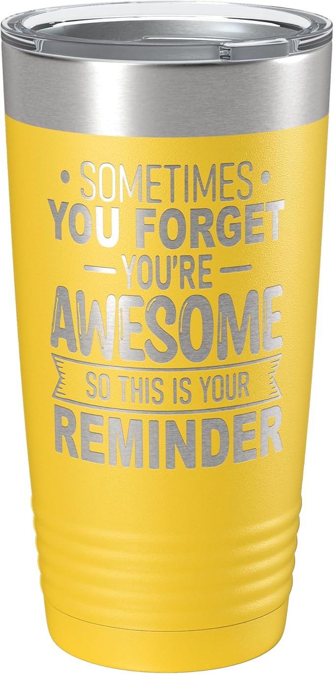 Spotted Dog Company Inspirational Tumbler, Inspirational Gifts for Men Dad Father Wife Sister Women, Birthday For Him Her, You?셱e Awesome Tumbler, Teacher Coworker Gifts 20oz Yellow