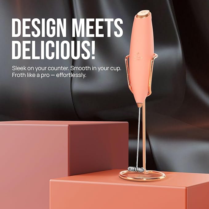 Zulay Kitchen Executive Series Luxury Gift Milk Frother with 4 Duracell Batteries ??Handheld Electric Foam Maker for Coffee, Lattes & Hot Chocolate ??Deluxe Finish, Ultimate Gift for Coffee Lovers