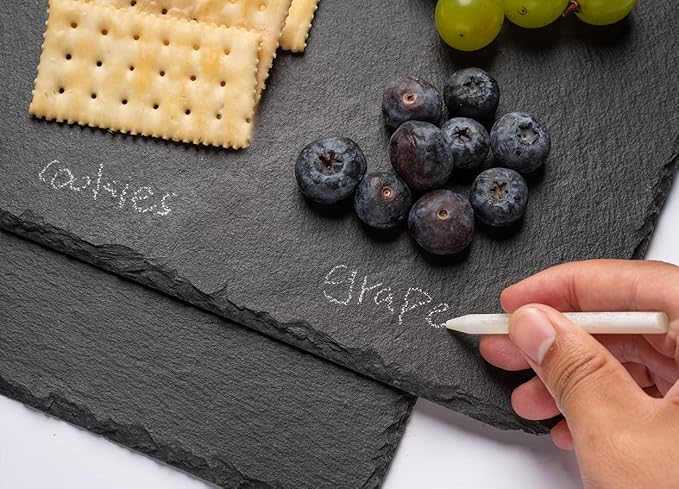 16x12in Large Slate Cheese Board for Meat, Cheese, Appetizers - Slate Platter with 2 Chalks - Perfect for Housewarming, Christmas, Mother's Day