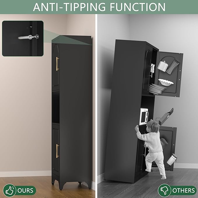 Tall Bathroom Storage Cabinet,Freestanding Storage Cabinet with Doors and Shelves,Slim Bathroom Cabinet,Small Cabinets for Living Room,Pantry