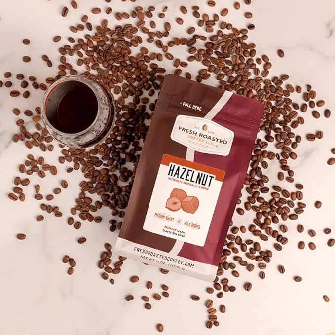 Fresh Roasted Coffee, Hazelnut Flavored Coffee, 12 oz, Medium Roast, Kosher, Ground