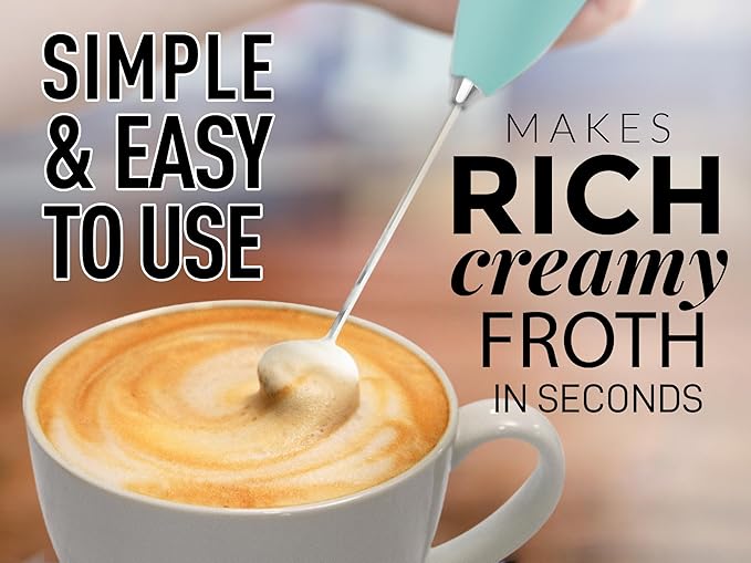 Zulay Kitchen Milk Frother Handheld Electric Whisk with AA Duracell Batteries ??Durable Drink Mixer for Coffee, Lattes, Cappuccinos & More - Mint