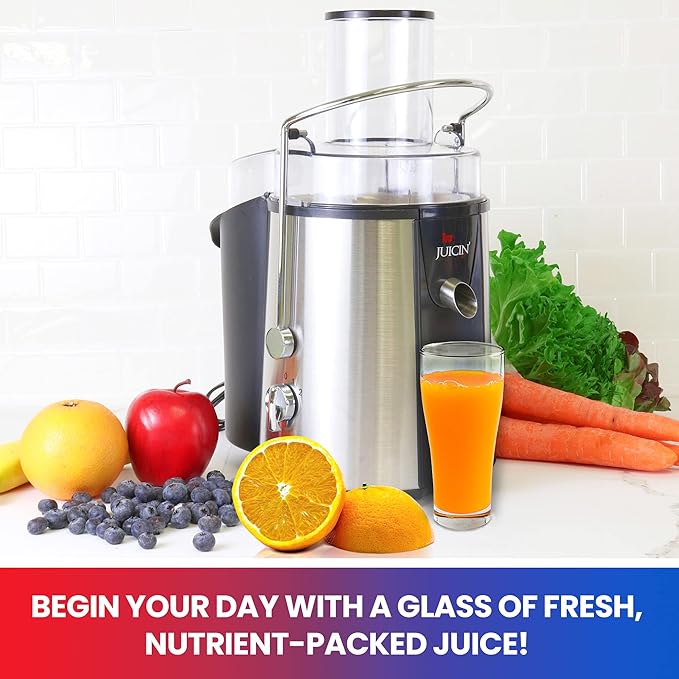 Total Chef Wide Mouth Juicer Machine ??2 Speed Slow Masticating Juicer for Vegetables & Fruits, High Yield Juice Extractor, Easy to Clean, Compact Juicing Machine for Fresh Juice