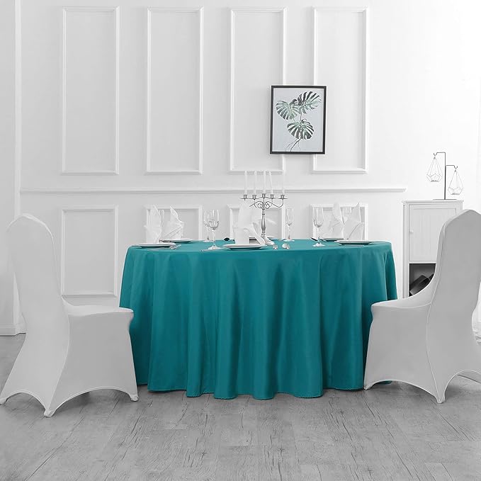 Cupuamon 120 inch Round Tablecloth Washable Polyester Table Cloth Decorative Table Cover for Wedding Party Dining Banquet（120 inch,Teal）