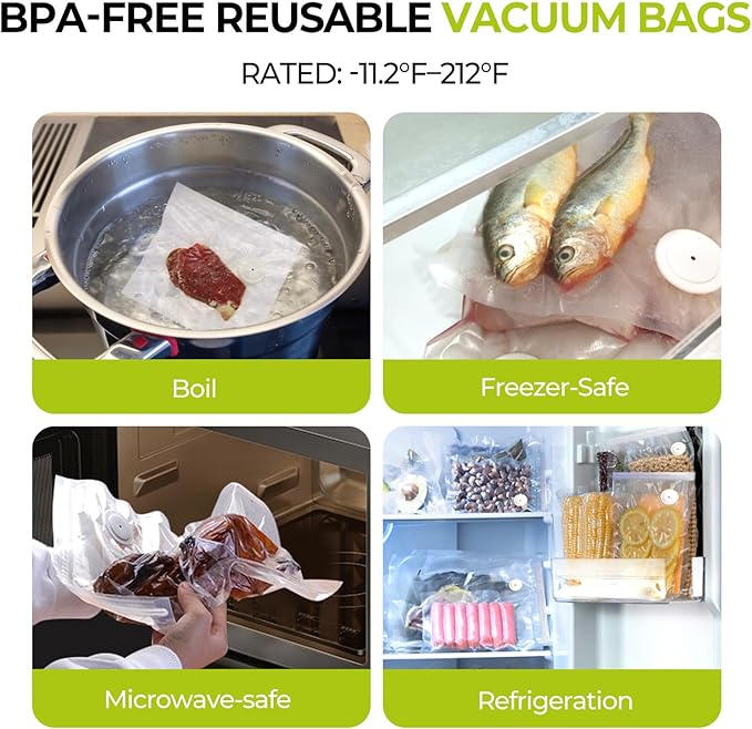 Handheld Vacuum Sealer for Food, Compact Portable Food Saver Pump with 30 BPA?멑ree Reusable Vacuum Bags Type-C Rechargeable, Ideal for Sous Vide, Meal Prep, Leftovers & Freezer Storage