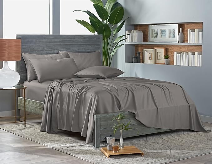 Pure Bamboo Full Sheets, Genuine 100% Organic Viscose Derived from Bamboo Bed Sheet Set, Luxuriously Soft & Cooling, Double Stitching, 2 Year Quality Promise (Full, Graphite)