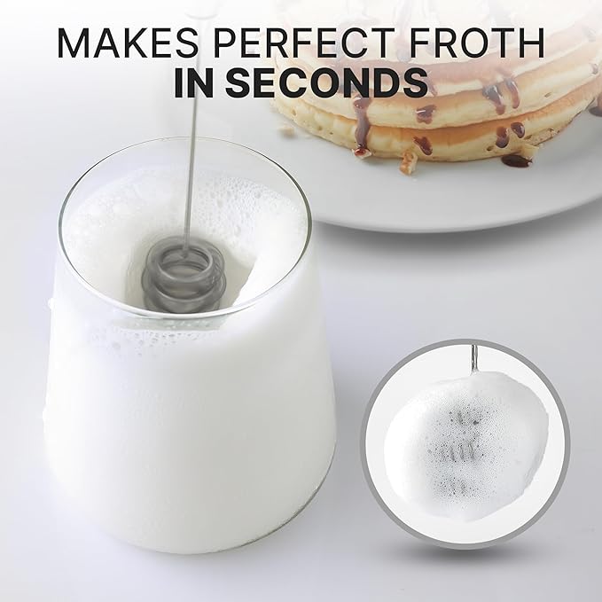 Zulay Kitchen Patented Tornado Triple Whisk Milk Frother with 4 Duracell Batteries ??Handheld Foam Maker for Coffee, Lattes, Matcha & Hot Chocolate ??Rich, Creamy Froth in Seconds