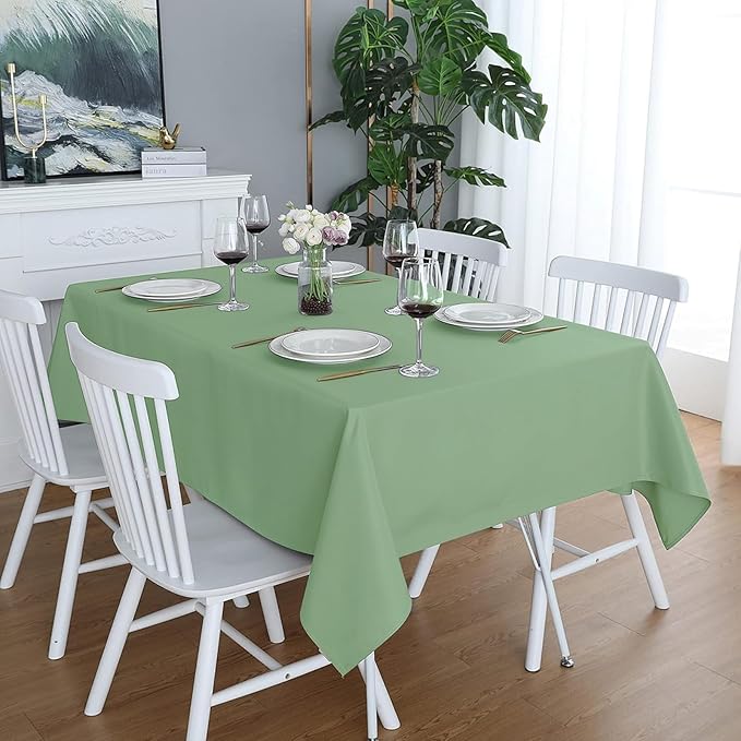 Easy-Going 6 Pack Sage Green Tablecloths 60x102 Inch for 6 Ft Rectangle Table, Washable Polyester Waterproof Stain Resistant Table Cloth, Decorative Table Cover for Kitchen, Dining Tables, Events