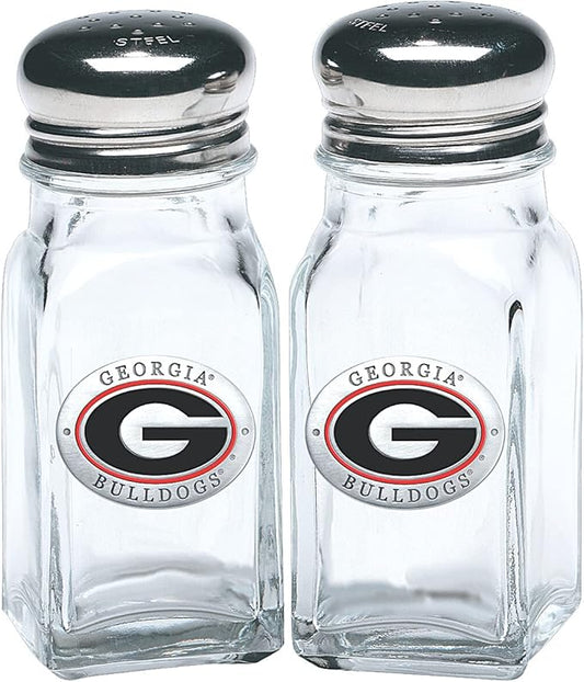 Heritage Pewter University of Georgia Bulldogs Salt and Pepper Shaker Set of 2 Bottles | Expertly Crafted Pewter Glass