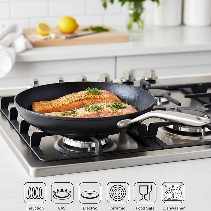 TECHEF - Onyx Collection 10-Inch Nonstick Frying Pan Skillet, PFOA-Free, Dishwasher Oven Safe, Stainless Steel Handle, Induction-Ready, Made in Korea (10-inch)