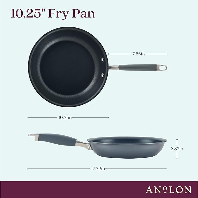 Anolon Advanced Home Hard Anodized Nonstick Skillet, 10.25 Inch ??10 Inch Fry Pan, Non Stick Saute Pan, Durable Cooking Skillet - Moonstone