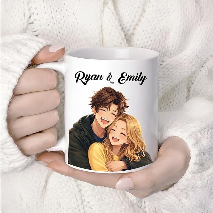 Custom Photo Coffee Mugs, Personalized Anime Portrait Mug From Photo, Personalized Mugs Couple With Multiple Styles Colors, Gifts Valentine Wedding Birthday Husband, Her, Him, Women