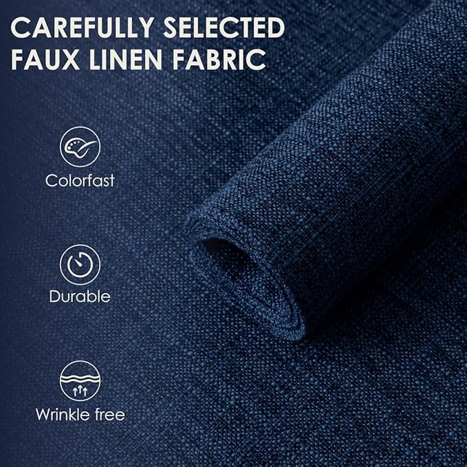 Aironment Placemats Set of 4, Bilayer Thickened Linen Place Mats Heat Resistant Machine Washable Wrinkle Free Carefully Selected Polyester Mats for Kitchen/Dining/Coffee Table (Navy Blue)