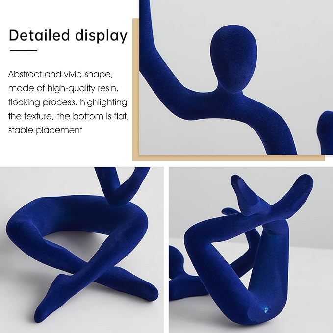 XINXUAN Abstract Wine Bottle Holder Home Decor, Resin Hollow-Out Design Decorative Wine Rack (Flocking - Blue)