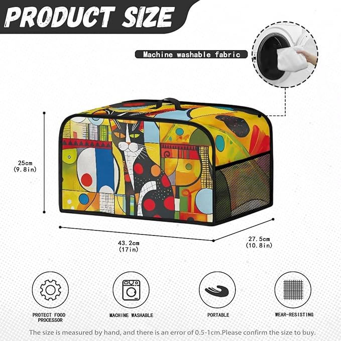 Oval Crock Pot Cover Dust Protection Slow Cooker Cover for Most 6-8 Quart Appliance Abrasion Aesistant Decorate Ktchen Dust Cover for Electric Stew Pot Geometric Abstract Cat