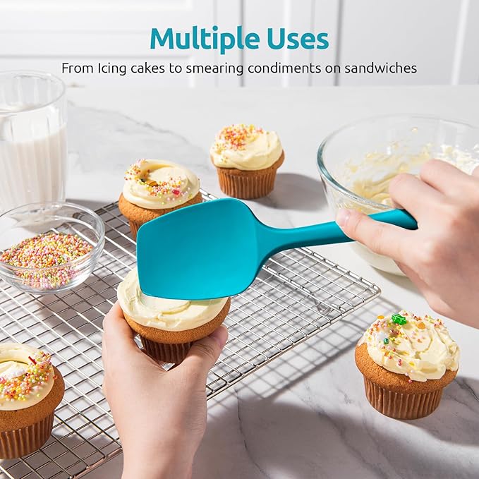 U-Taste Silicone Spoon Spatula Set, 600쨘F High Heat Resistant Food Grade Flexible Rubber Scraper, Cooking Mixing Baking Kitchen Utensils Set of 3 (Marrs Green)