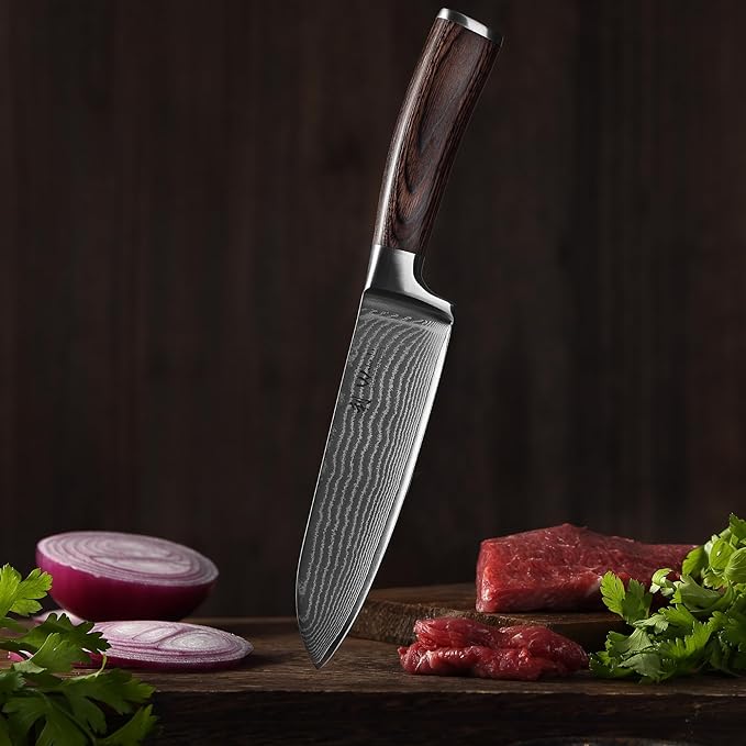 Wakoli EDIB 5-Piece Damascus Knife Set ??Professional Chef Knives Set with VG10 Core Blades, 67-Layer Damascus Steel and Ergonomic Pakkawood Handles ??Premium Kitchen Knives in Wooden Gift Box