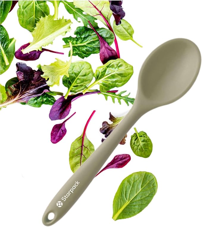 Starpack 'Mix it Up' Premium Silicone Cooking Spoons - Silicone Mixing Spoons for Baking Heat Resistant 600째F - Kitchen Spoons for Nonstick Cookware - Silicone Serving Spoons - Rubber Stirring Spoon
