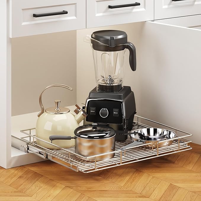 Pull Out Cabinet Organizer 31쩍" W x 21쩍" D, Heavy Duty Cabinet Pull Out Shelves, Slide Out Drawers Organization for Kitchen Cabinets Bathroom